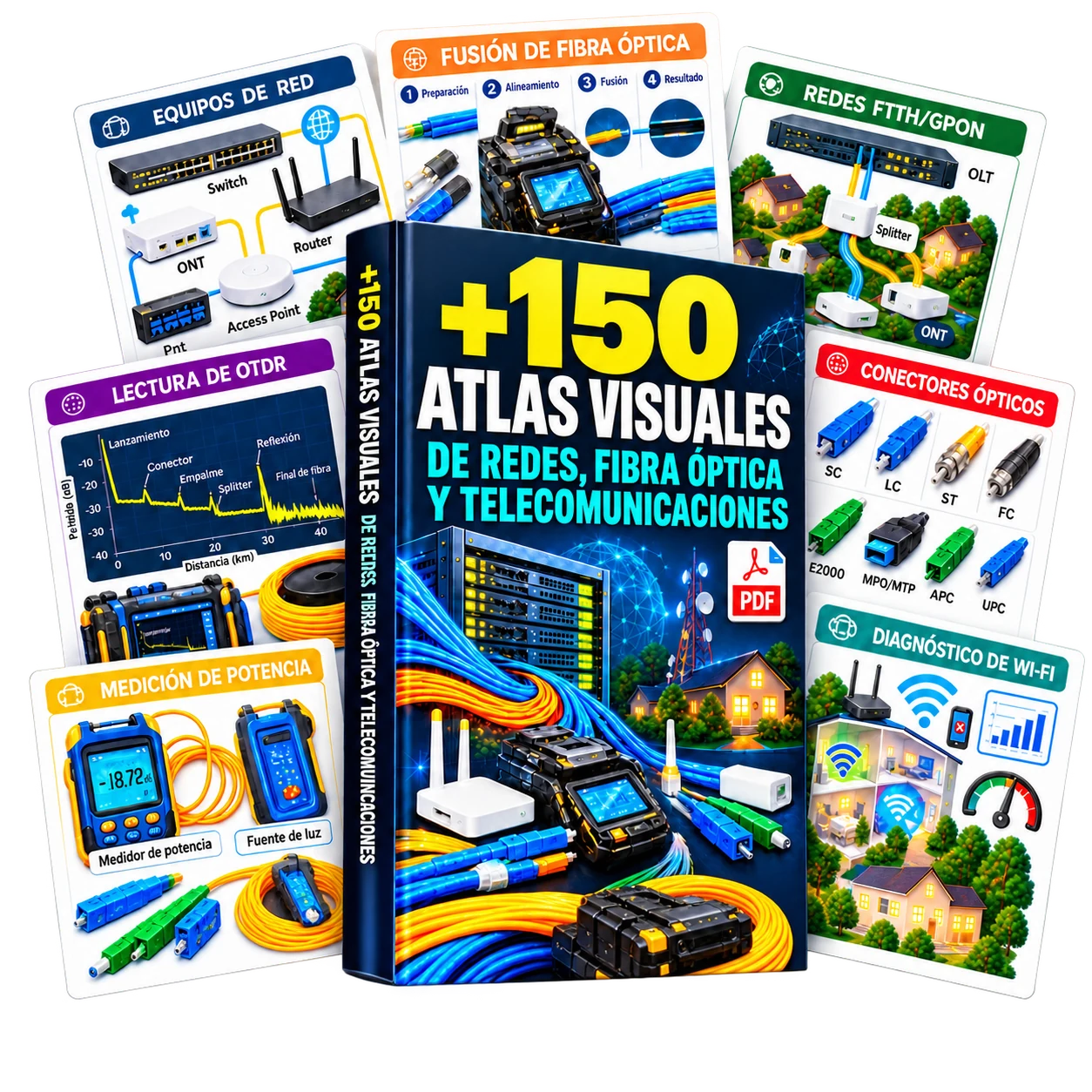 Pack Básico: Atlas Visual de Redes, Fibra Óptica y Telecom